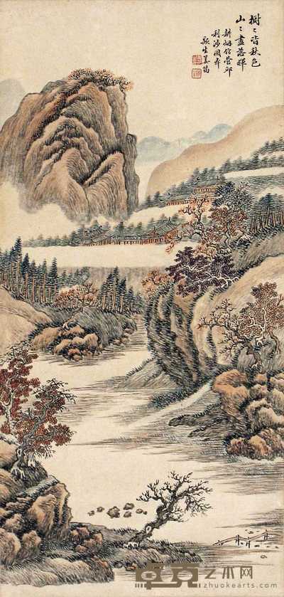 姜筠 山水 立轴 67×32cm